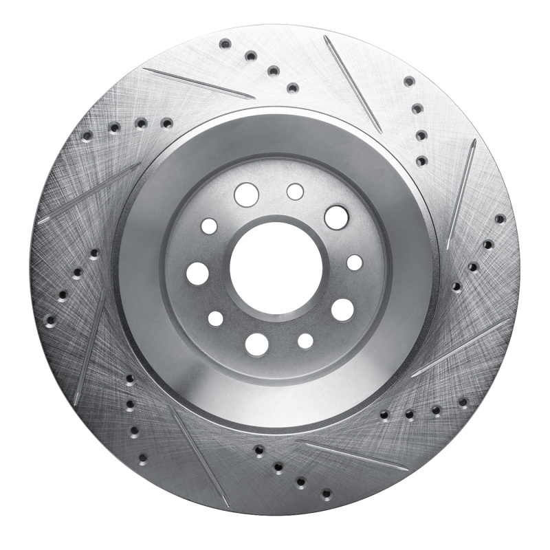 Maserati Levante Brake Rotor (1) - Rear Left - R1 Concepts - Drilled & Slotted - Silver - `17-`24